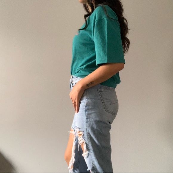 🧀 Vintage Cloud House Design Workers CHEEZ-IT Teal  T-shirt 🧀 - Picture 3 of 11